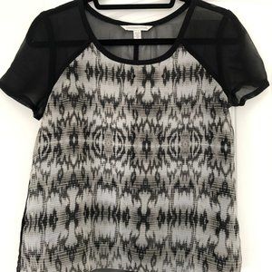 Black, White, Grey See-Through Tribal Top